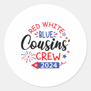 Red White And Blue Cousin Crew 4th Of July Family Classic Round Sticker