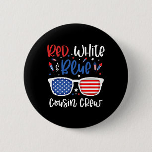 Red White And Blue Cousin Crew 4th Of July Kids Us Button