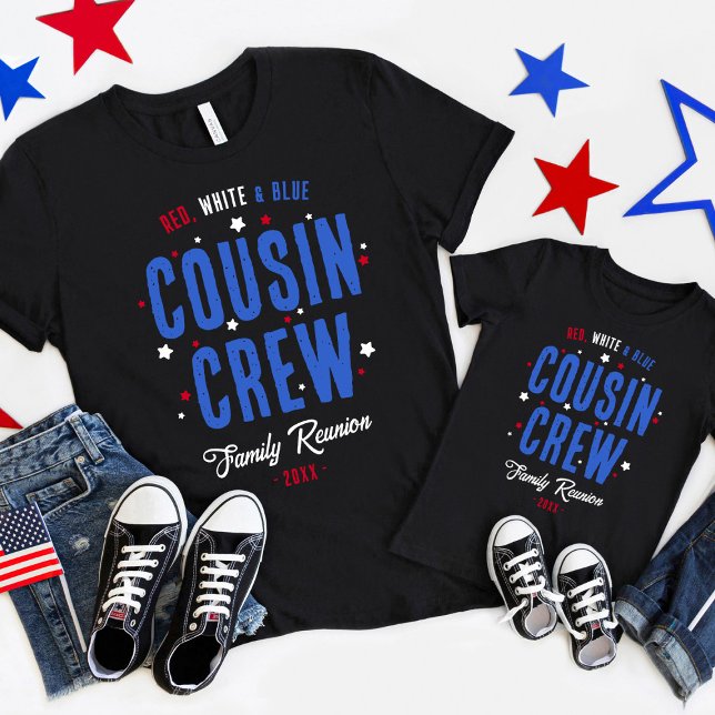 Red White and Blue Cousin Crew 4th of July T-Shirt (Red, white, and blue with my favorite crew)