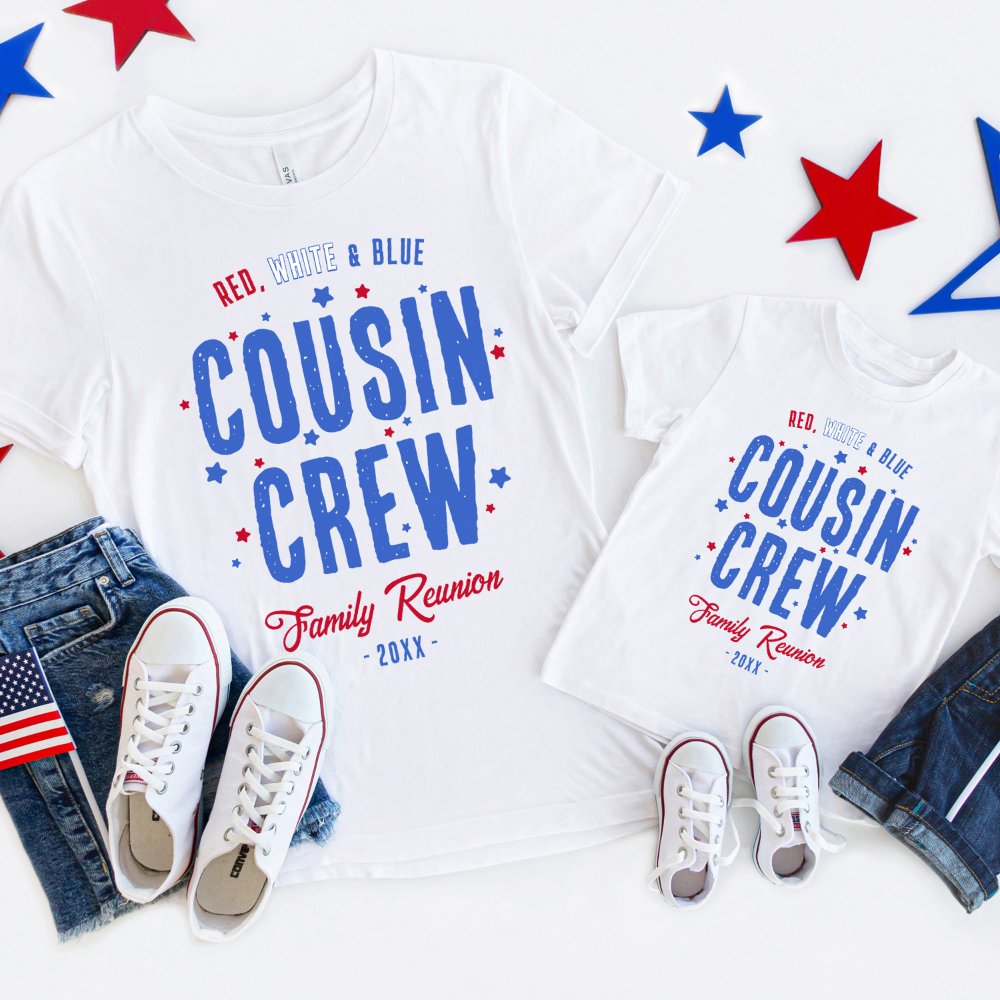 Discover Red White and Blue Cousin Crew 4th of July Personalized T-Shirt