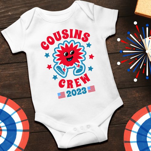 Red White and Blue Cousins Crew 4th of July Baby Bodysuit