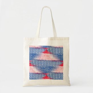 Red White and Blue Crocheted Look on Budget Tote