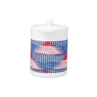 Red White and Blue Crocheted Look on Teapot