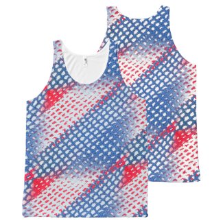 Red White and Blue Crocheted Look Unisex Tank Top