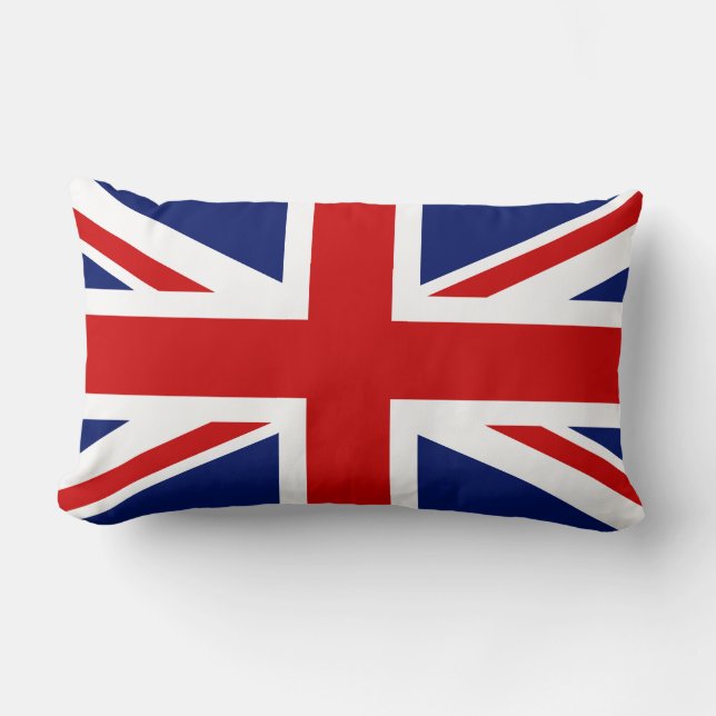 Red White and Blue Cross Flag of United Kingdom Lumbar Pillow (Front)
