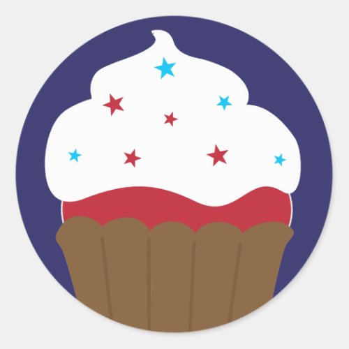 Red White and Blue Cupcake Classic Round Sticker