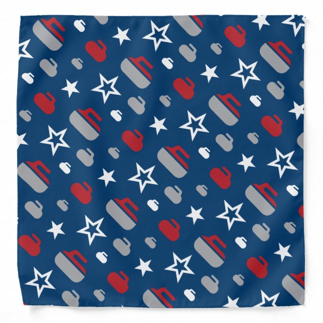 Red, White and Blue Curling Rocks Bandana (Front)