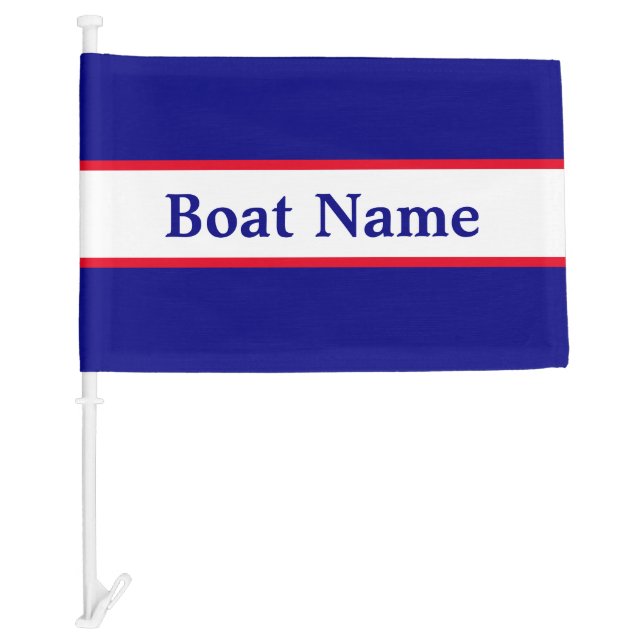 Red White and Blue Custom Boat Name Car Flag (Front)