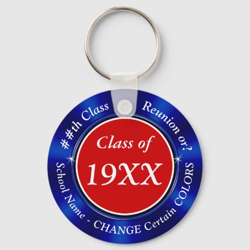 Red White and Blue Custom Class Reunion Keychains
