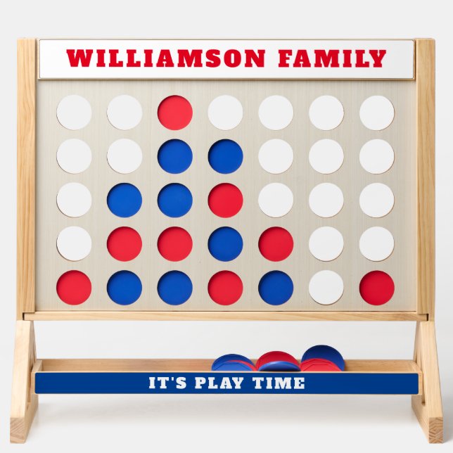 Red White And Blue Custom Family Name Modern Fun Fast Four (Front)