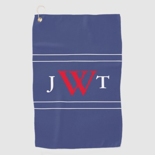Red White and Blue Custom Monogrammed Golf Towel