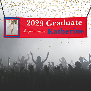 Red White And Blue Custom Photo Graduation Banner by DizzyDebbie at Zazzle