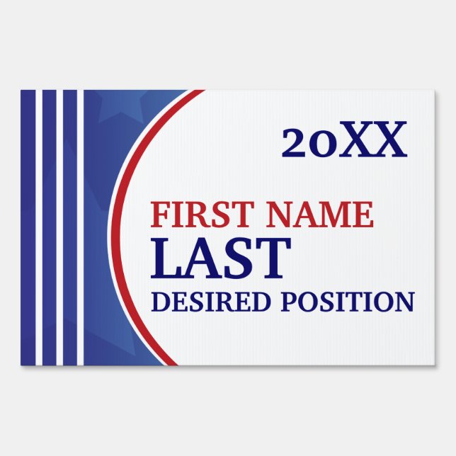 Red White and Blue Customizable Campaign Yard Sign (Front)