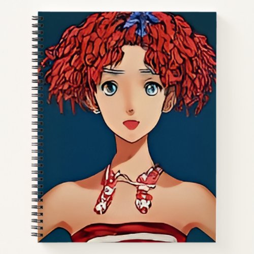 Red White and Blue Cute Girl Spiral Notebook