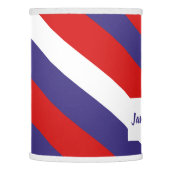 Red White and Blue Diagonal Stripe Monogram Lamp Shade (Left)