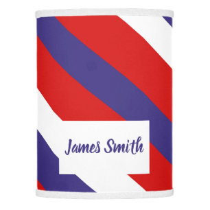 Red White and Blue Diagonal Stripe Monogram Lamp Shade