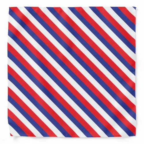 Red White and Blue Diagonal Stripes Bandana