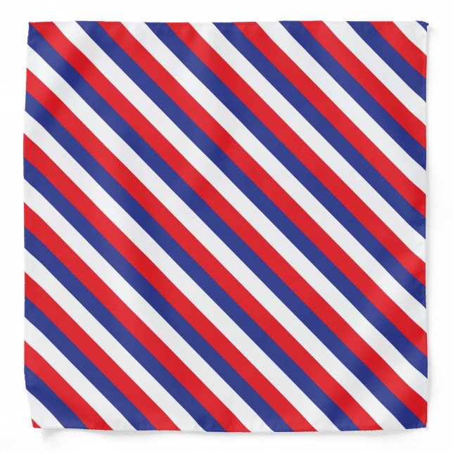 Red, White and Blue Diagonal Stripes Bandana (Front)