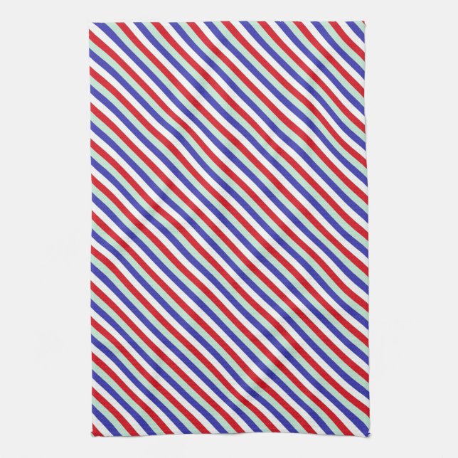 Red, White, and Blue Diagonal Stripes Towel (Vertical)