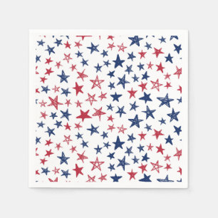 Red, White and Blue Doodle Stars Napkins