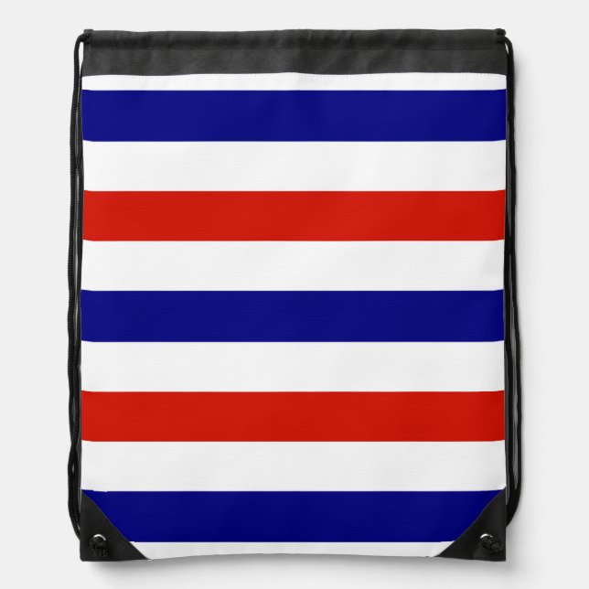 Red White and Blue Drawstring Backpack (Front)