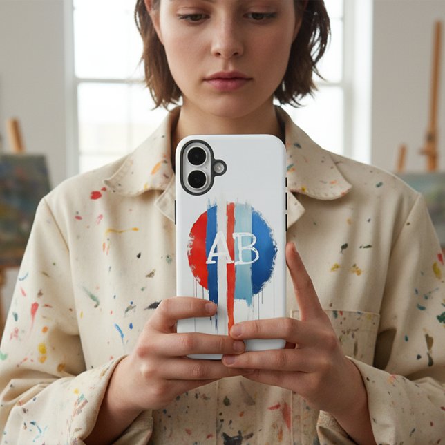 Red, White and Blue Dripping Paint Monogram Case-Mate iPhone Case (Creator Uploaded)