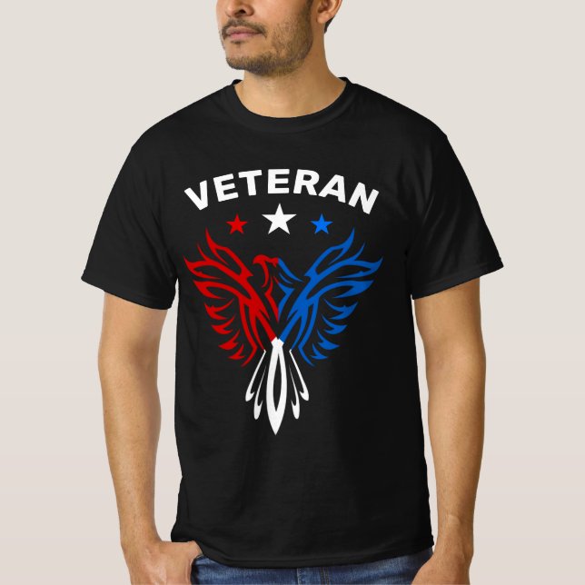 Red White and Blue Eagle Veteran T-Shirt (Front)