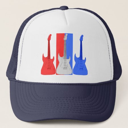 Red White And Blue Electric Guitars Hat