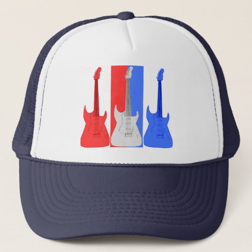 Red White and Blue Electric Guitars Hat