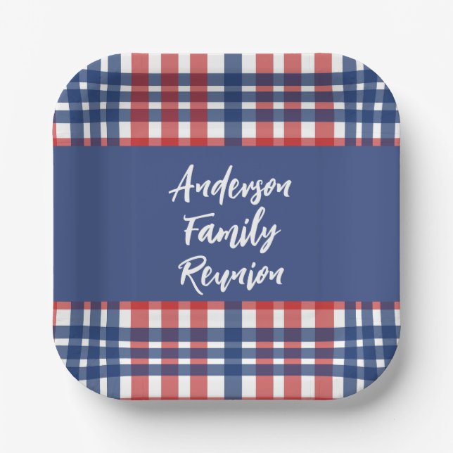 Red, White and Blue Family Reunion  Paper Plates (Front)