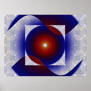 Red, White and Blue Fine Fractal Art Poster