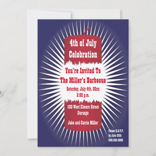 Red White and Blue Firecracker Invitation