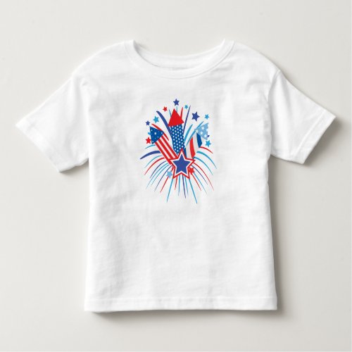 Red white and blue fireworks 4th of July Toddler T_shirt