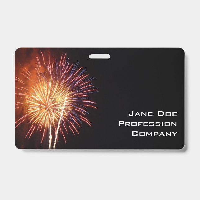 Red, White and Blue Fireworks I Patriotic Badge (Front)