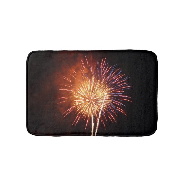 Red, White and Blue Fireworks I Patriotic Bath Mat (Front)