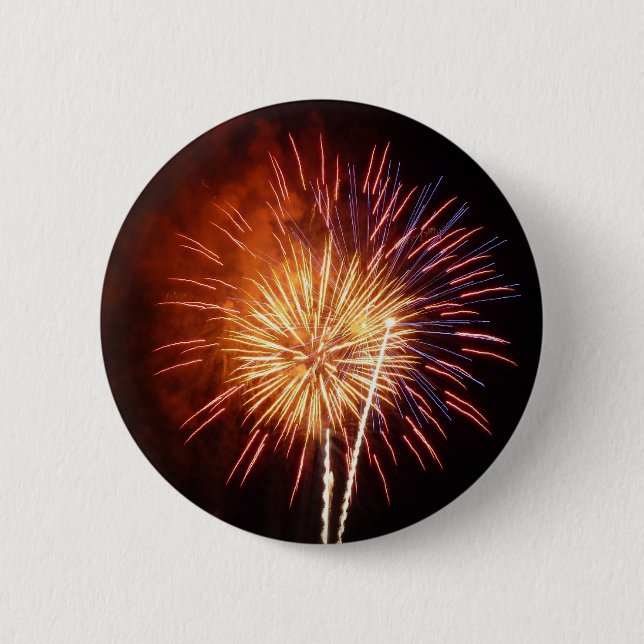 Red, White and Blue Fireworks I Patriotic Button (Front)