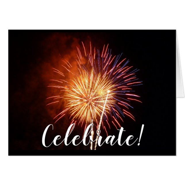 Red, White and Blue Fireworks I Patriotic Card (Front Horizontal)
