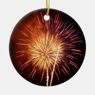 Red, White and Blue Fireworks I Patriotic Ceramic Ornament
