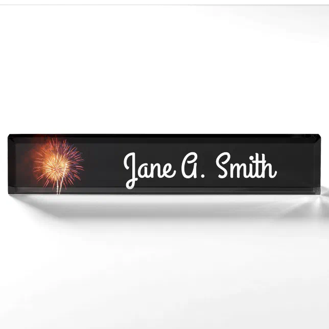 Firework Name Plates Red, White and Blue Fireworks I Patriotic Desk Name Plate | Zazzle