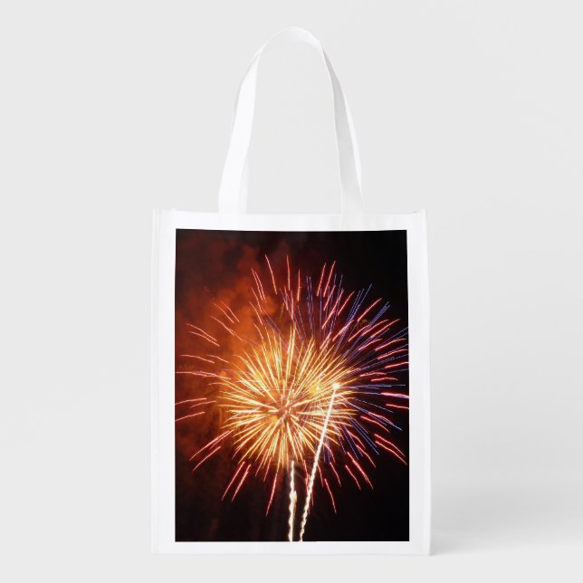 Red, White and Blue Fireworks I Patriotic Grocery Bag (Front)