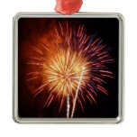 Red, White and Blue Fireworks I Patriotic Metal Ornament