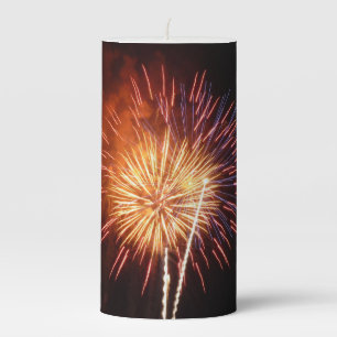 Red, White and Blue Fireworks I Patriotic Pillar Candle