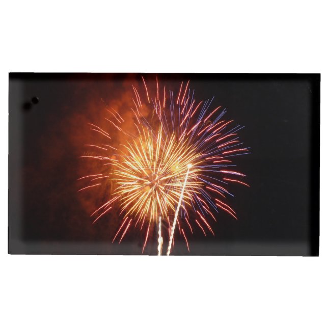 Red, White and Blue Fireworks I Patriotic Place Card Holder (Front)
