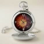 Red, White and Blue Fireworks I Patriotic Pocket Watch