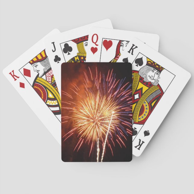 Red, White and Blue Fireworks I Patriotic Poker Cards (Back)