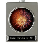 Red, White and Blue Fireworks I Patriotic Silver Plated Banner Ornament