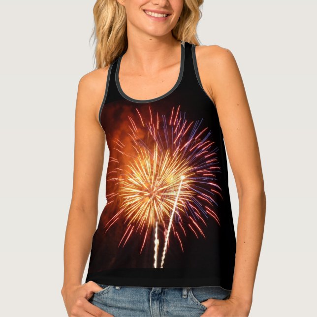 Red, White and Blue Fireworks I Patriotic Tank Top (Front)