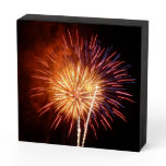 Red, White and Blue Fireworks I Patriotic Wooden Box Sign