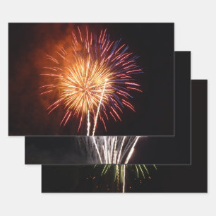 Red, White and Blue Fireworks I Patriotic Wrapping Paper Sheets