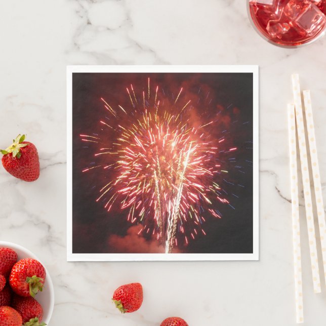 Red, White and Blue Fireworks II Patriotic Napkins (Insitu)